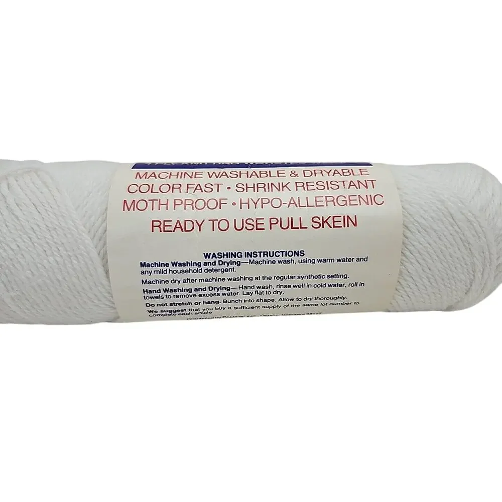 Discontinued Pamida Creslan 100% Acrylic 4 Ply Worsted Vtg Yarn White Lot 7642